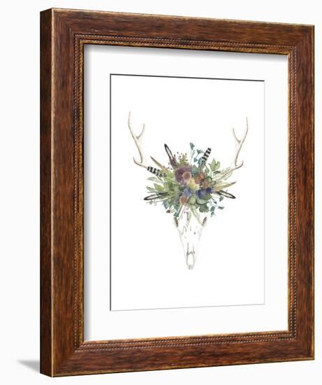 Deer Skull & Flowers II-Naomi McCavitt-Framed Art Print