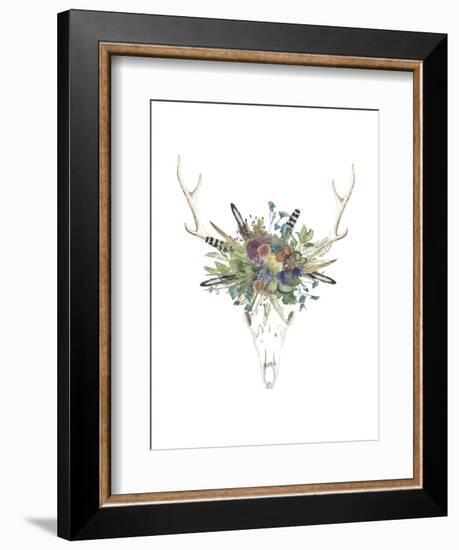 Deer Skull & Flowers II-Naomi McCavitt-Framed Art Print