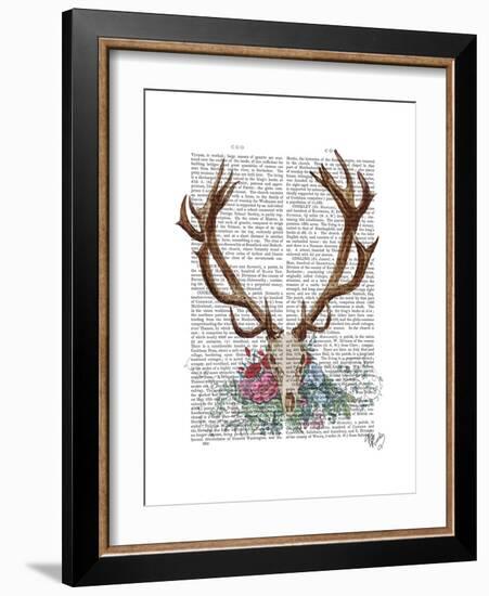 Deer Skull with Flowers 1-Fab Funky-Framed Premium Giclee Print