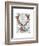 Deer Skull with Flowers 1-Fab Funky-Framed Art Print