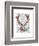 Deer Skull with Flowers 1-Fab Funky-Framed Art Print