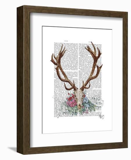 Deer Skull with Flowers 1-Fab Funky-Framed Art Print