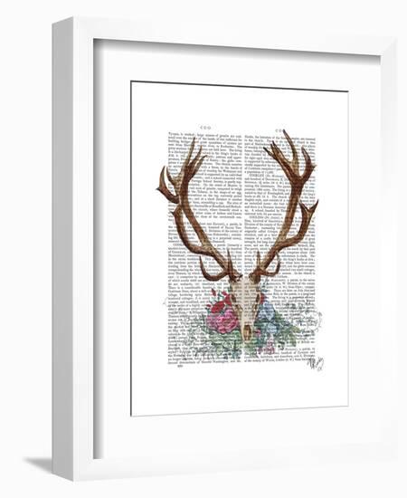 Deer Skull with Flowers 1-Fab Funky-Framed Art Print