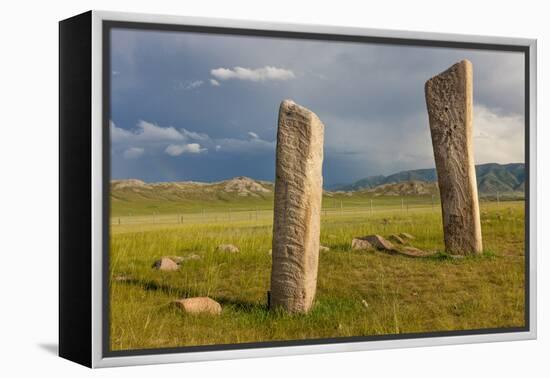 Deer stones with inscriptions, 1000 BC, Mongolia.-Tom Norring-Framed Premier Image Canvas