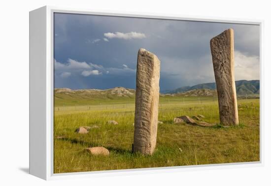 Deer stones with inscriptions, 1000 BC, Mongolia.-Tom Norring-Framed Premier Image Canvas