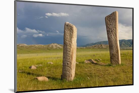 Deer stones with inscriptions, 1000 BC, Mongolia.-Tom Norring-Mounted Photographic Print