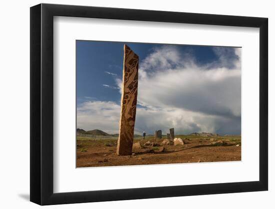 Deer stones with inscriptions, 1000 BC, Mongolia.-Tom Norring-Framed Photographic Print