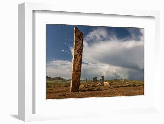 Deer stones with inscriptions, 1000 BC, Mongolia.-Tom Norring-Framed Photographic Print