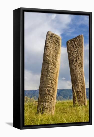 Deer stones with inscriptions, 1000 BC, Mongolia.-Tom Norring-Framed Premier Image Canvas