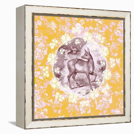 Deer with Chintz-null-Framed Stretched Canvas