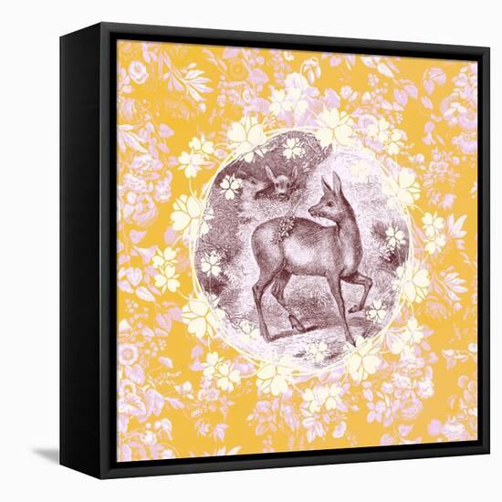 Deer with Chintz-null-Framed Stretched Canvas