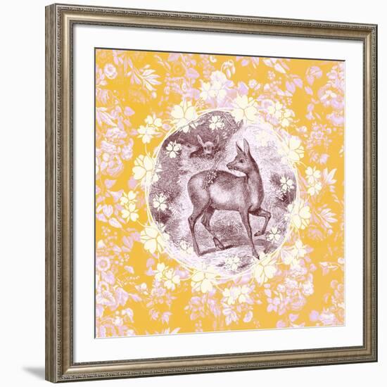 Deer with Chintz-null-Framed Art Print