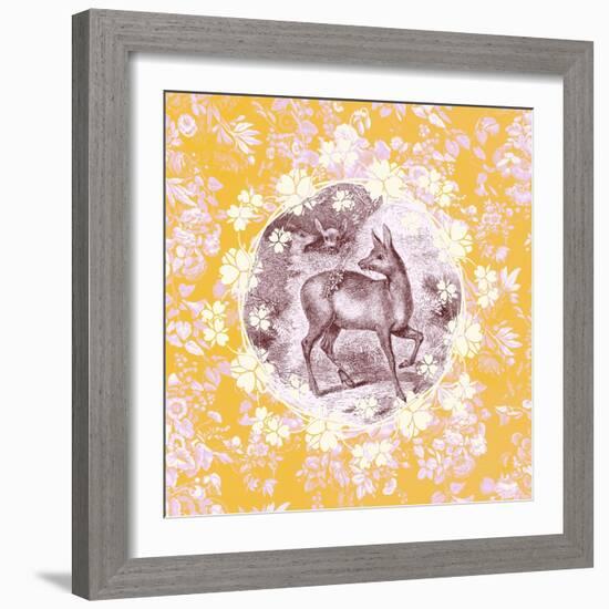 Deer with Chintz-null-Framed Art Print