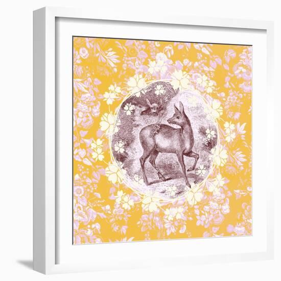 Deer with Chintz-null-Framed Art Print