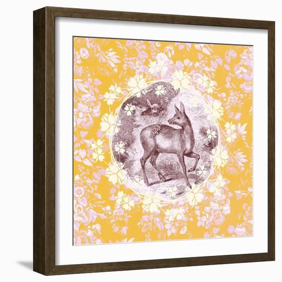 Deer with Chintz-null-Framed Premium Giclee Print