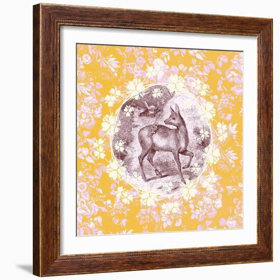 Deer with Chintz-null-Framed Premium Giclee Print