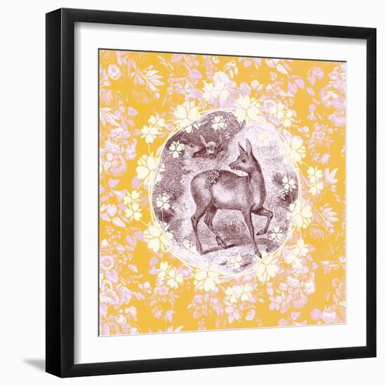 Deer with Chintz-null-Framed Premium Giclee Print