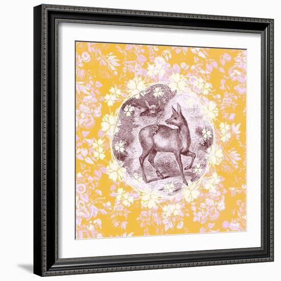 Deer with Chintz-null-Framed Premium Giclee Print