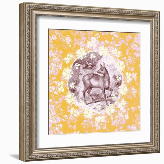 Deer with Chintz-null-Framed Art Print