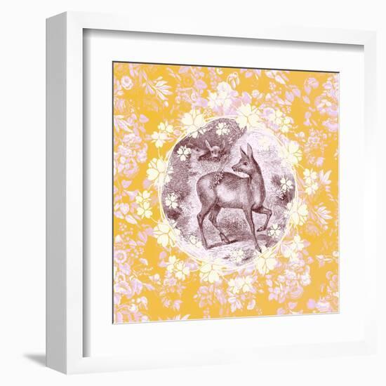 Deer with Chintz-null-Framed Art Print