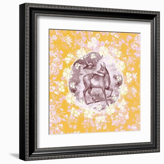 Deer with Chintz-null-Framed Art Print