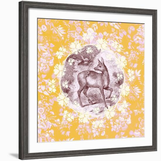 Deer with Chintz-null-Framed Art Print