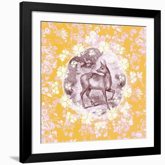 Deer with Chintz-null-Framed Art Print