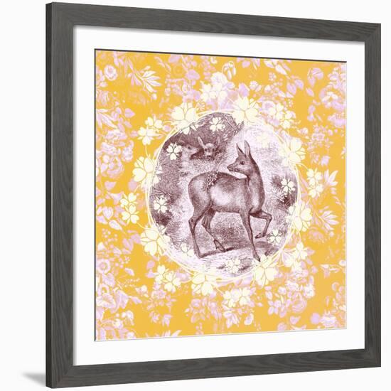 Deer with Chintz-null-Framed Art Print