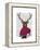 Deer with Fan, Portrait-Fab Funky-Framed Stretched Canvas