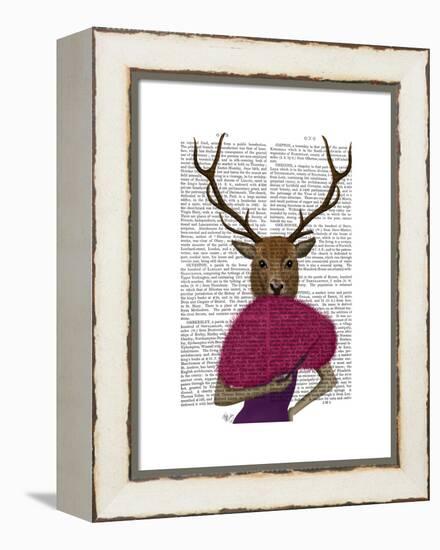 Deer with Fan, Portrait-Fab Funky-Framed Stretched Canvas