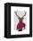 Deer with Fan, Portrait-Fab Funky-Framed Stretched Canvas