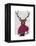 Deer with Fan, Portrait-Fab Funky-Framed Stretched Canvas