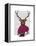 Deer with Fan, Portrait-Fab Funky-Framed Stretched Canvas