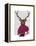 Deer with Fan, Portrait-Fab Funky-Framed Stretched Canvas