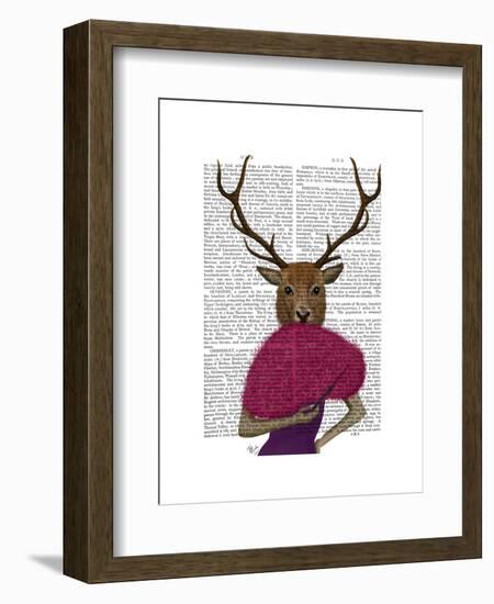 Deer with Fan, Portrait-Fab Funky-Framed Art Print