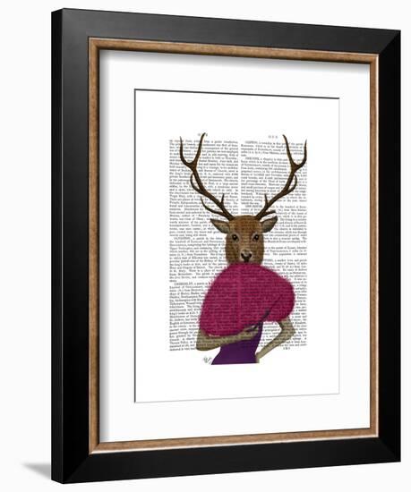 Deer with Fan, Portrait-Fab Funky-Framed Art Print