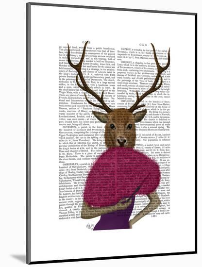 Deer with Fan, Portrait-Fab Funky-Mounted Art Print