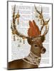 Deer with Gold Bells-Fab Funky-Mounted Art Print