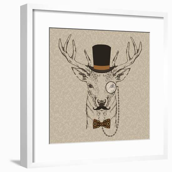 Deer with Hat-null-Framed Art Print