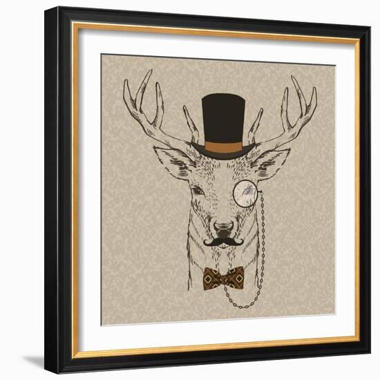 Deer with Hat-null-Framed Art Print