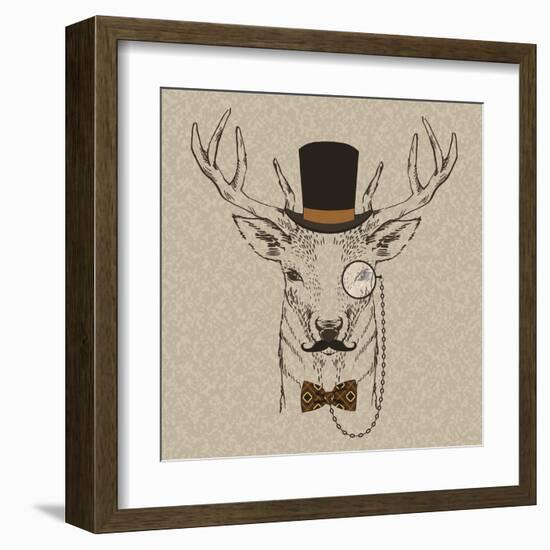 Deer with Hat-null-Framed Art Print