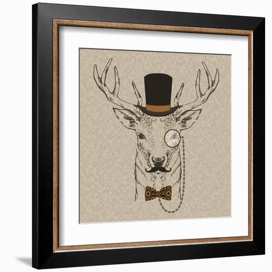 Deer with Hat-null-Framed Art Print