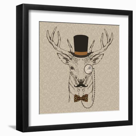 Deer with Hat-null-Framed Art Print