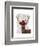 Deer with Red Top Hat and Moustache-Fab Funky-Framed Art Print