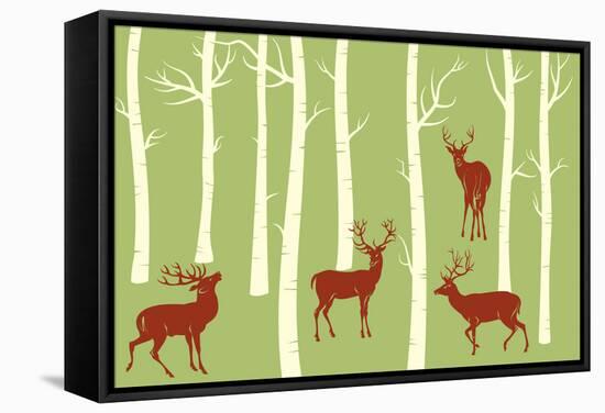 Deers-Milovelen-Framed Stretched Canvas