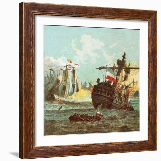 Defeat of the Dutch Fleet-English-Framed Giclee Print