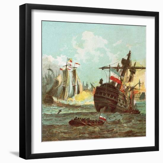 Defeat of the Dutch Fleet-English-Framed Giclee Print