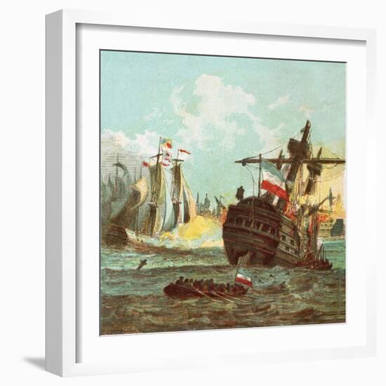 Defeat of the Dutch Fleet-English-Framed Giclee Print