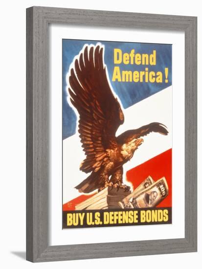 Defend America! Buy Us Defense Bonds, US 2nd World War Poster-null-Framed Giclee Print