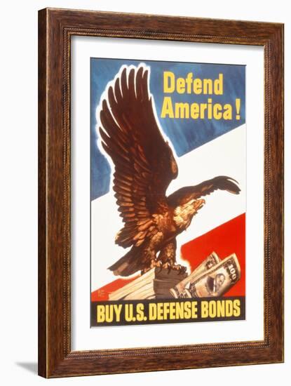 Defend America! Buy Us Defense Bonds, US 2nd World War Poster-null-Framed Giclee Print